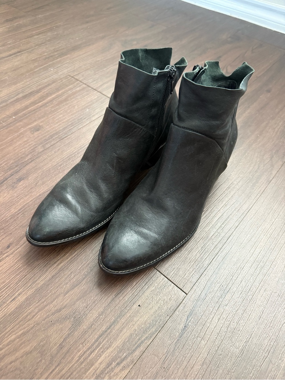 Paul Green Nelly Black Soft Leather Ankle Booties Casual Classic Zip Size 7.5